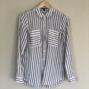 Striped white long sleeve blouse
